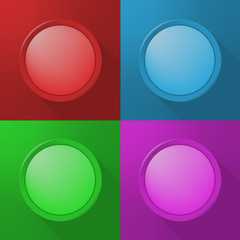 Set of High Quality Modern Color Buttons on Color Background . Vector Isolated Illustration