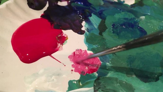 Mixing Pink on paint palette