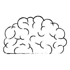 brain side view in black blurred contour vector illustration