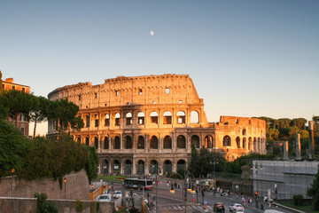 Fototapeta na wymiar Summer. Italy. Rome. Evening view of the Colosseum