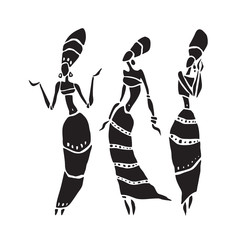 Silhouette of woman. African dancers. Dancing woman in traditional ethnic style. Vector Illustration.