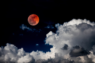 blood moon red eclipse black sky lunar full space background
