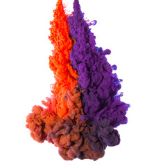 Abstract from colorful dye ink in water art isolated on white background