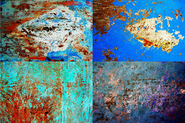 rusty metallic background of four images