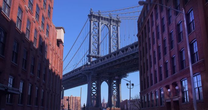 The Iconic Manhattan Bridge Viewed From Dumbo, Brooklyn.