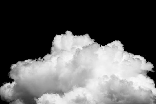 Close-up white cumulus cloud on black background