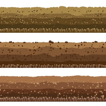 Soil layers. Seamless underground earth surface, dirts layers or layered clay with rocks vector illustration