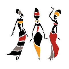 Silhouette of woman. African dancers. Dancing woman in traditional ethnic style. Vector Illustration. - 190264160
