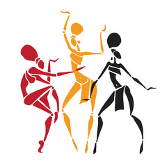 Obraz na płótnie Canvas Silhouette of woman. African dancers. Dancing woman in traditional ethnic style. Vector Illustration.