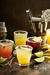 Variety of margarita cocktails