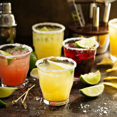 Variety of margarita cocktails
