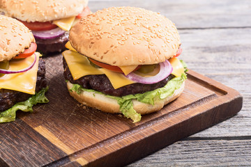 Unhealthy American hamburger