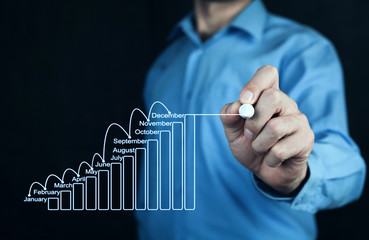 Businessman drawing business growth graph.