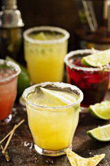 Variety of margarita cocktails