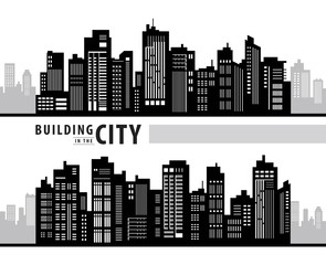 Naklejka premium White Building in the City, skyscraper Perspective. Architecture vector.