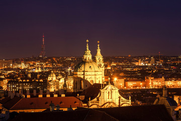 beautiful view of the city of Prague at evening, Czech Republic