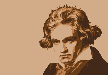 Beethoven - musicien - portrait - personnage historique - musique - personnage célèbre - musique classique - obrazy, fototapety, plakaty