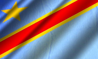 Authentic colorful flag of Democratic Republic of the Congo