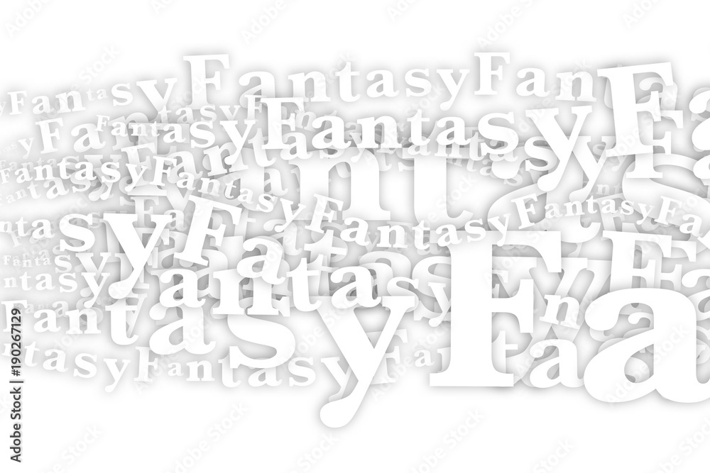 Wall mural fantasy white random text with shadows, illustration