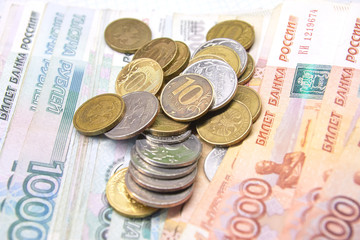 Russian rubles in banknotes and coins