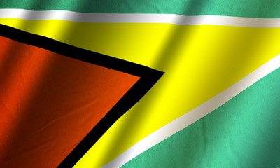 Authentic colorful textile flag of Guyana