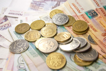 money. russian ruble. exchange rates screen is on the notebook