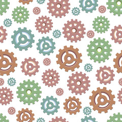 Seamless gear pattern. Gears on a white background. Vector illustration.