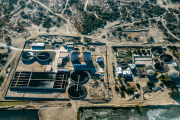 Desalization Plant in the desert aerial view
