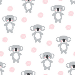 seamless cute koala pattern vector illustration
