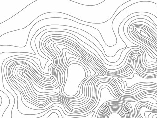 Abstract black and white topographic contours lines of mountains. Topography map art curve drawing. vector illustration. 