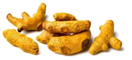 dried turmeric isolated on the white background