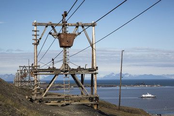 scenes of Longyearbean, old mining town in Archipelago of Svalbard
