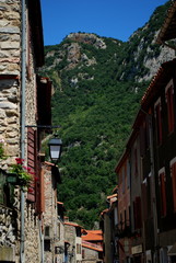 A pretty street in the pretty walled town of Villfranche de Conflent in the south of France. This medieval city dates back to the 11th century