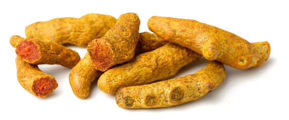 dried turmeric isolated on the white background