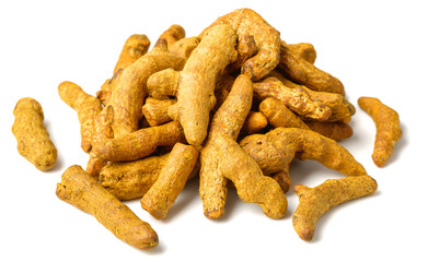 dried turmeric isolated on the white background