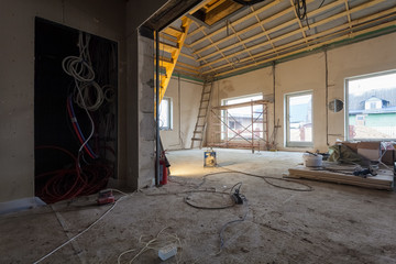 Electric wires and materials,  for repairs and tools for remodeling  interior of house (apartment) that is under remodeling, renovation, extension, restoration, reconstruction and construction  