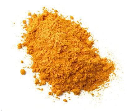 Turmeric Powder Isolated On The White Background, Top View