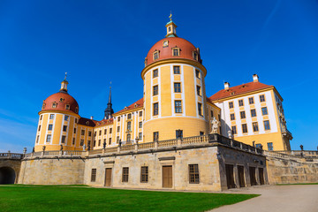 Fototapeta na wymiar Castle Moritzburg near Dresden in Saxony, Germany. Filming location for the czech fairytale film 