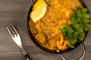 Sri Lanka Style King Prawn Curry With Lemon and Coriander Herbs
