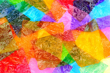 Colourful cellophane sweet wrapper background