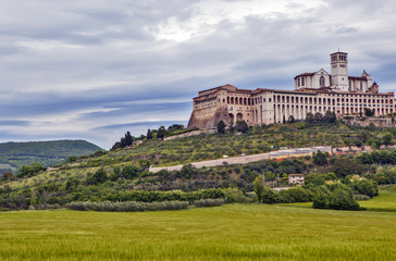 Assisi, Italy. View of the city and its surroundings on the mountainside