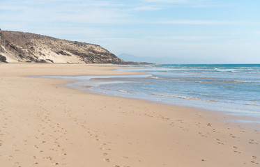 Sandy beaches in the Canaries Islands Morro Jable, Fuerteventura, Canary Islands, Spain