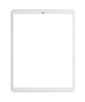 Modern white tablet pc with blank screen.