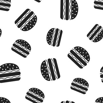 Burger fast food seamless pattern background. Business concept vector illustration. Hamburger symbol pattern.