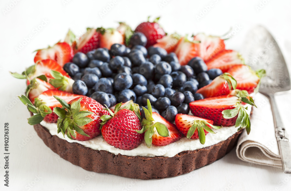 Canvas Prints Ricotta tart with strawberry and blueberry