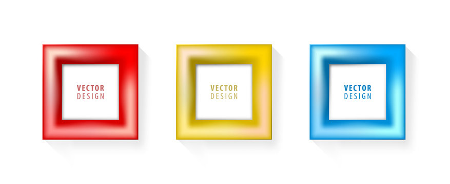 Set of High Quality Modern Color Frames on White Background. Vector Isolated Illustration