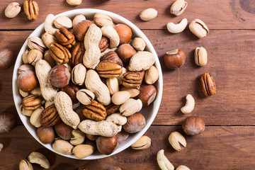 Mix of nuts in plate