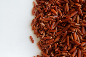Fototapeta na wymiar Jasmine Brown wholemeal Rice The concept of proper nutrition and healthy lifestyle. Top view, close-up as background or texture