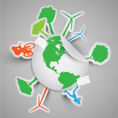 Sticker world with eco signs