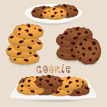 Vector icon illustration logo for pile homemade cookies